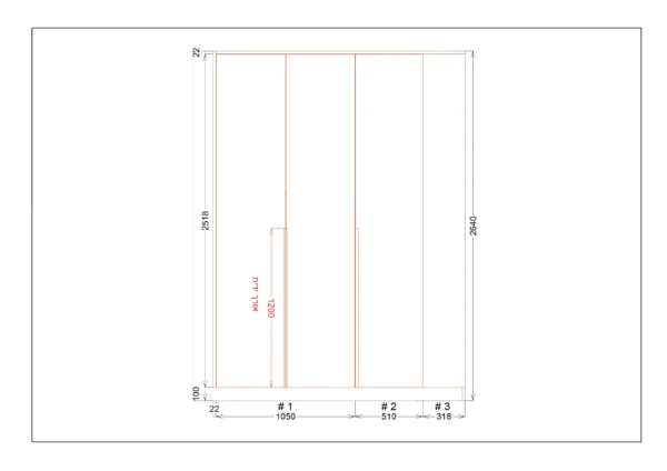 תכנון ארון קיר - חזית קידמית